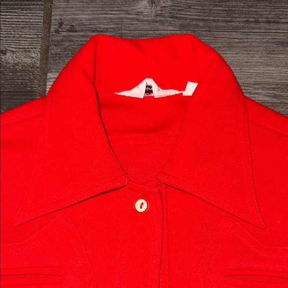 Vibrant Red Casual Button Down Shirt 60s 70s small - Picture 2 of 7